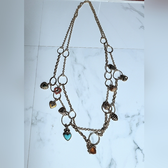 Vintage Heart Charm Necklace - Double Layered - Picture 14 of 17